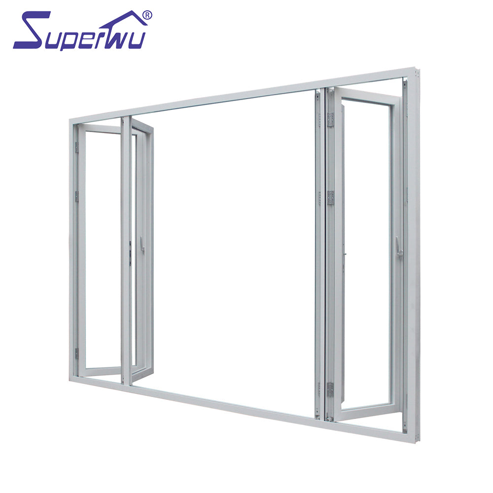 Superwu China Supplier Thermal Break Double Glazed Aluminium Bi Folding Doors Entry Doors Glass Doors