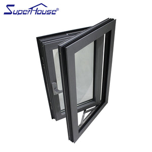 Superhouse North America NFRC and NOA standard high quality low-e glass cheap black aluminum casement windows prices