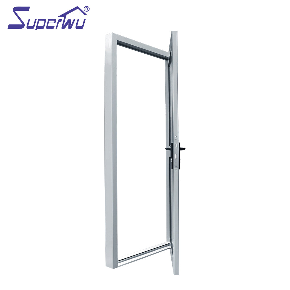 Superwu French style horizontal narrow frame swing doors with grill design