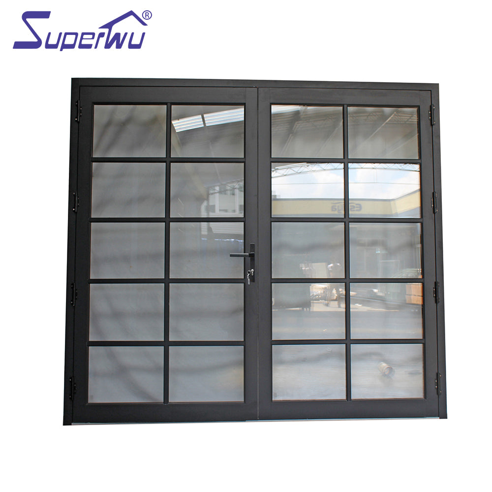 Superwu Transparent Double Glass French Door Aluminum Soundproof doors