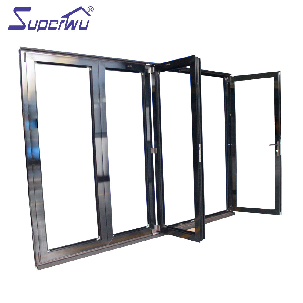 Superwu Aluminum tempered glass bi folding doors patio accordion doors customized design
