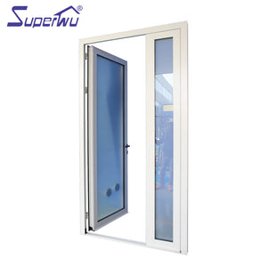 Superwu Australia standards white color aluminium alloy hinge door with side panels french doors