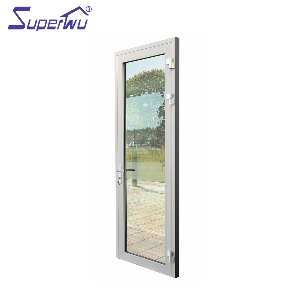 Superwu Aluminium French Hinge Swing Casement Doors Double Glazed Glass Tempered Aluminum Frame Doors