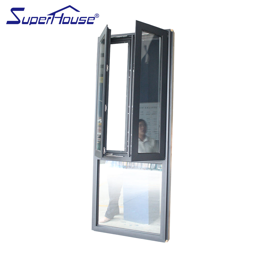 Superwu Modern design casement with fixed window windproof aluminum series window