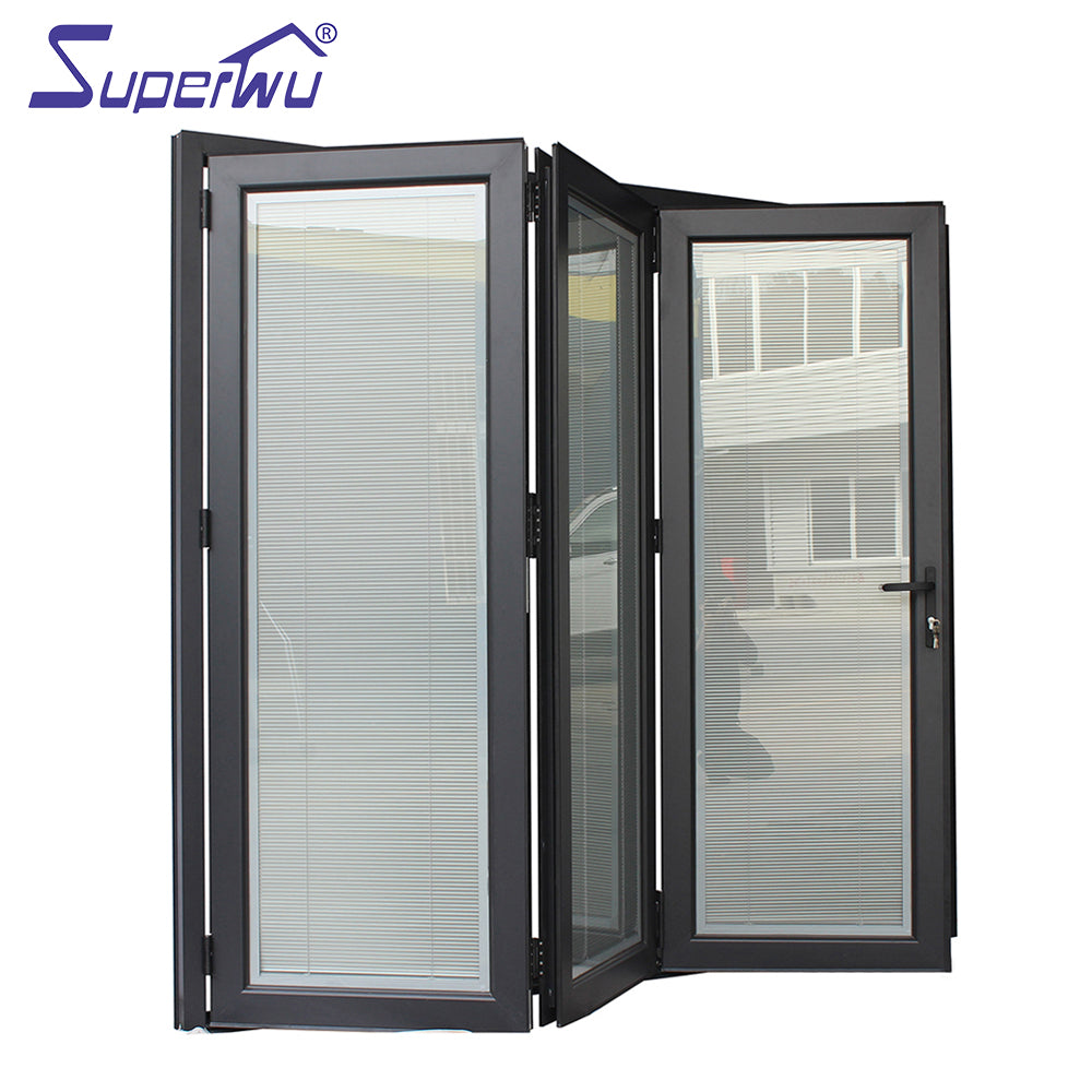 Superwu Aluminum bifolding door thermal break profile with built in blind folding door best quality