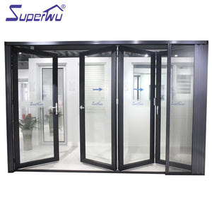 Superwu Australia standard aluminum four panels folding bi fold doors best quality with retractable fly screen