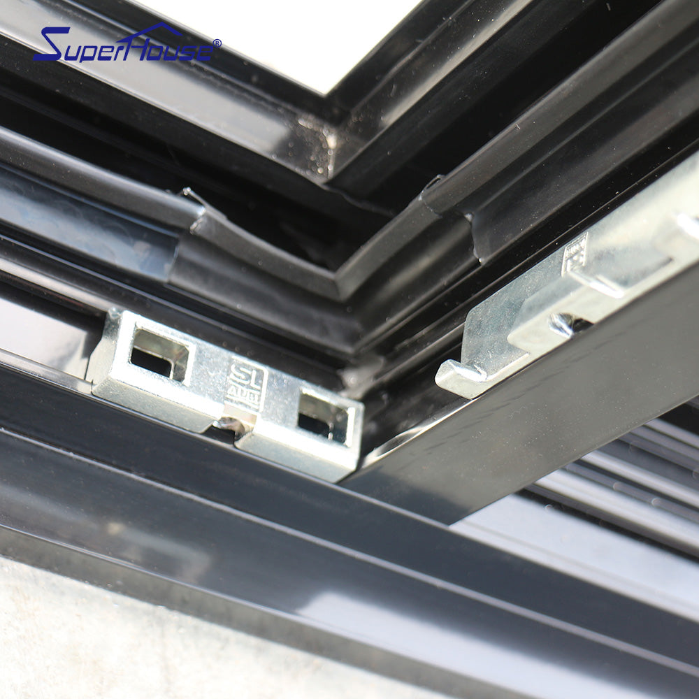 Superhouse Short Double Casement Windows With Matte Black Powder Coating Aluminum Frame