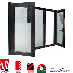 Superhouse Double Glazed Windows Aluminum frame tempered glass casement window