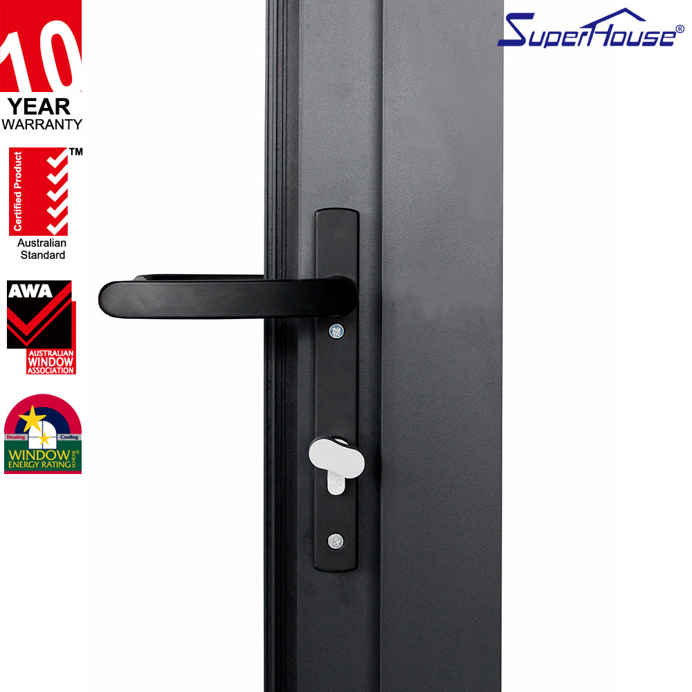 Superhouse Impact resistance black color triple glass bifold door