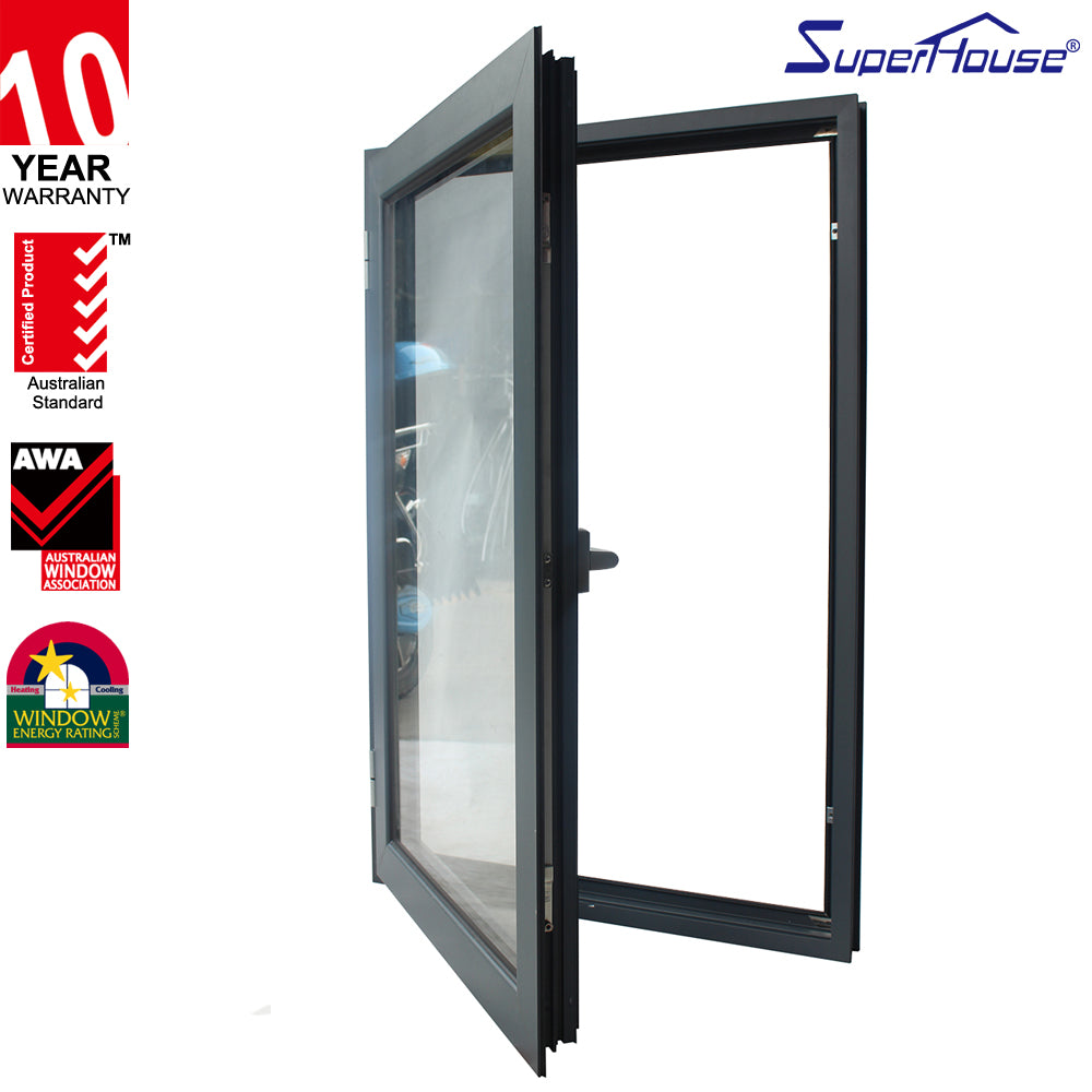 Superhouse Good quality soundproof aluminum double glass windows doors aluminium casement window with Australian Standard