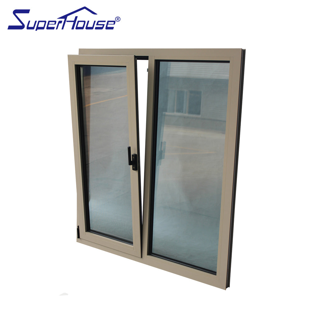 Superhouse USA Standard wooden color aluminum tilt turn glass windows for sell