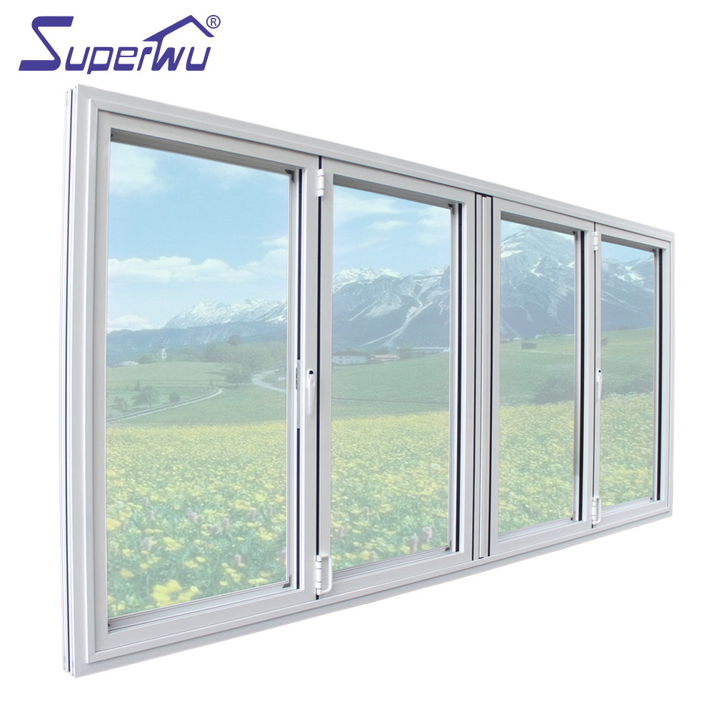Superwu Aluminium folding window with energy saving function thermal break aluminum folding windows black color