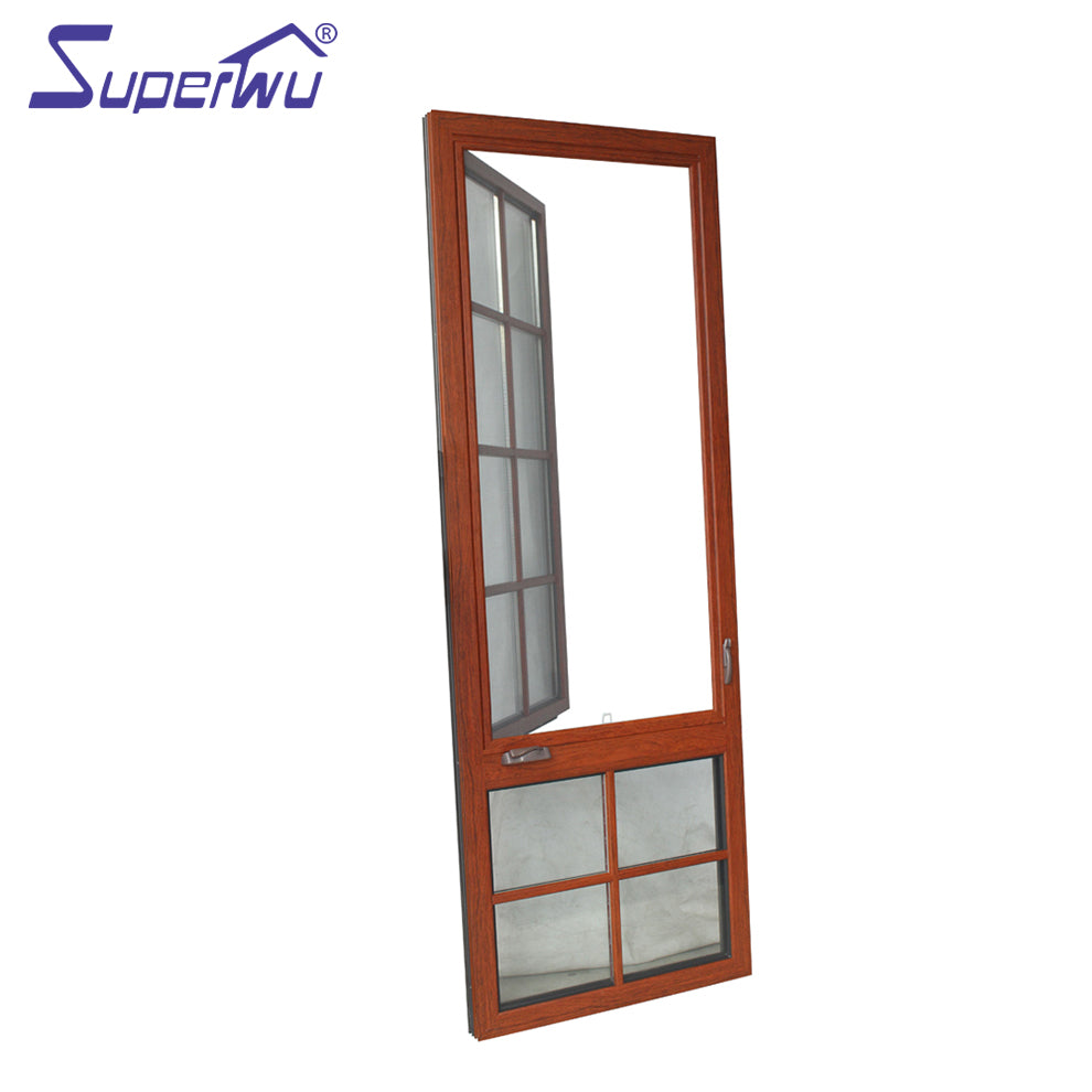 Superwu European style wooden frame color aluminum profile casement windows and door french swing windows