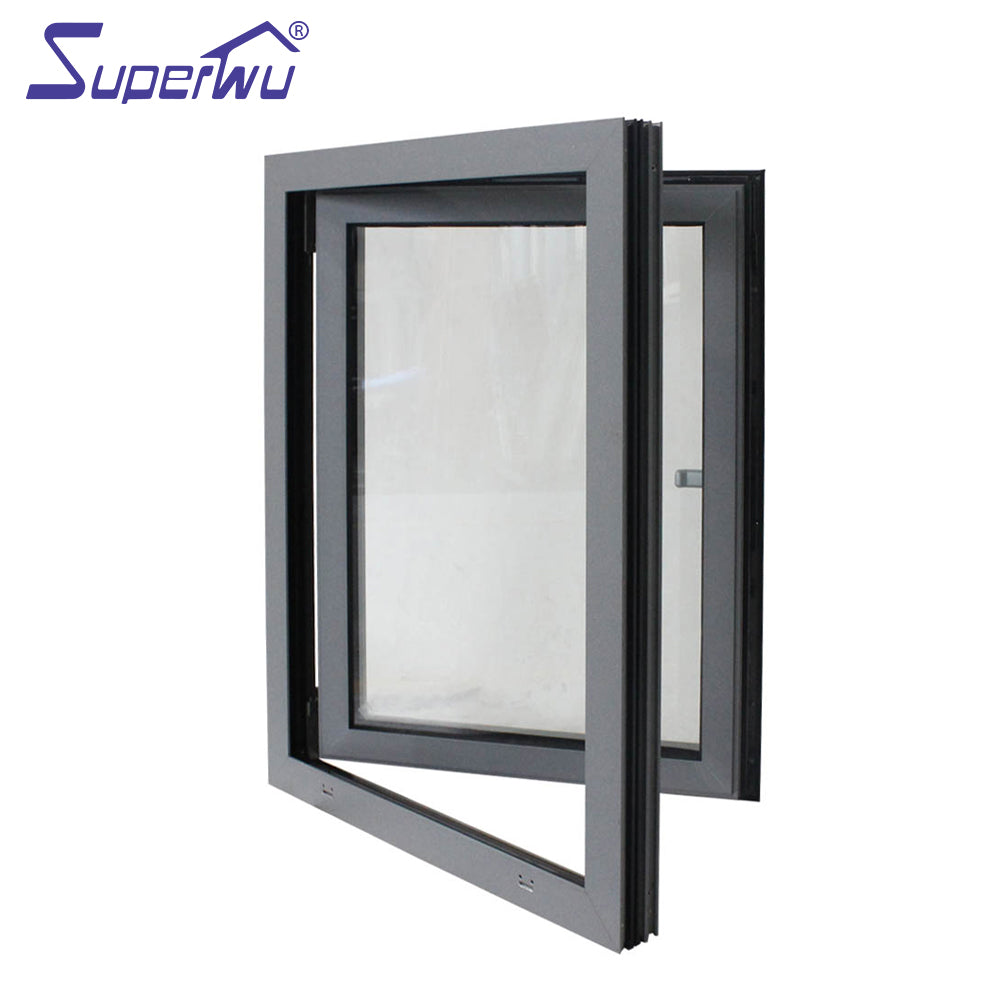 Superwu Sound Proof Simple Design Double Tempered Glass Aluminum Tilt And Turn Window Casement Window