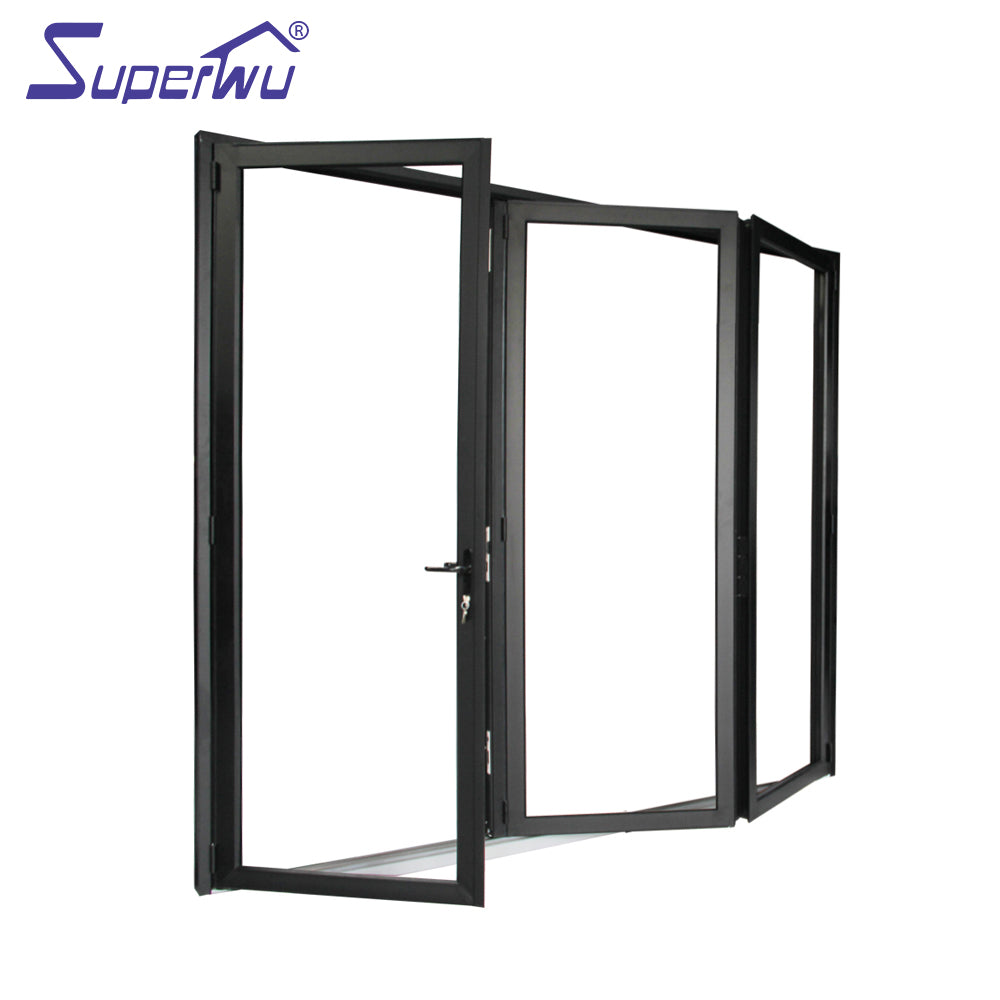 Superwu bottom roller aluminum tempered glass folding/ bifold doors