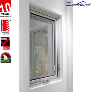 Superhouse villa grill style aluminium obscure glass crank awning window