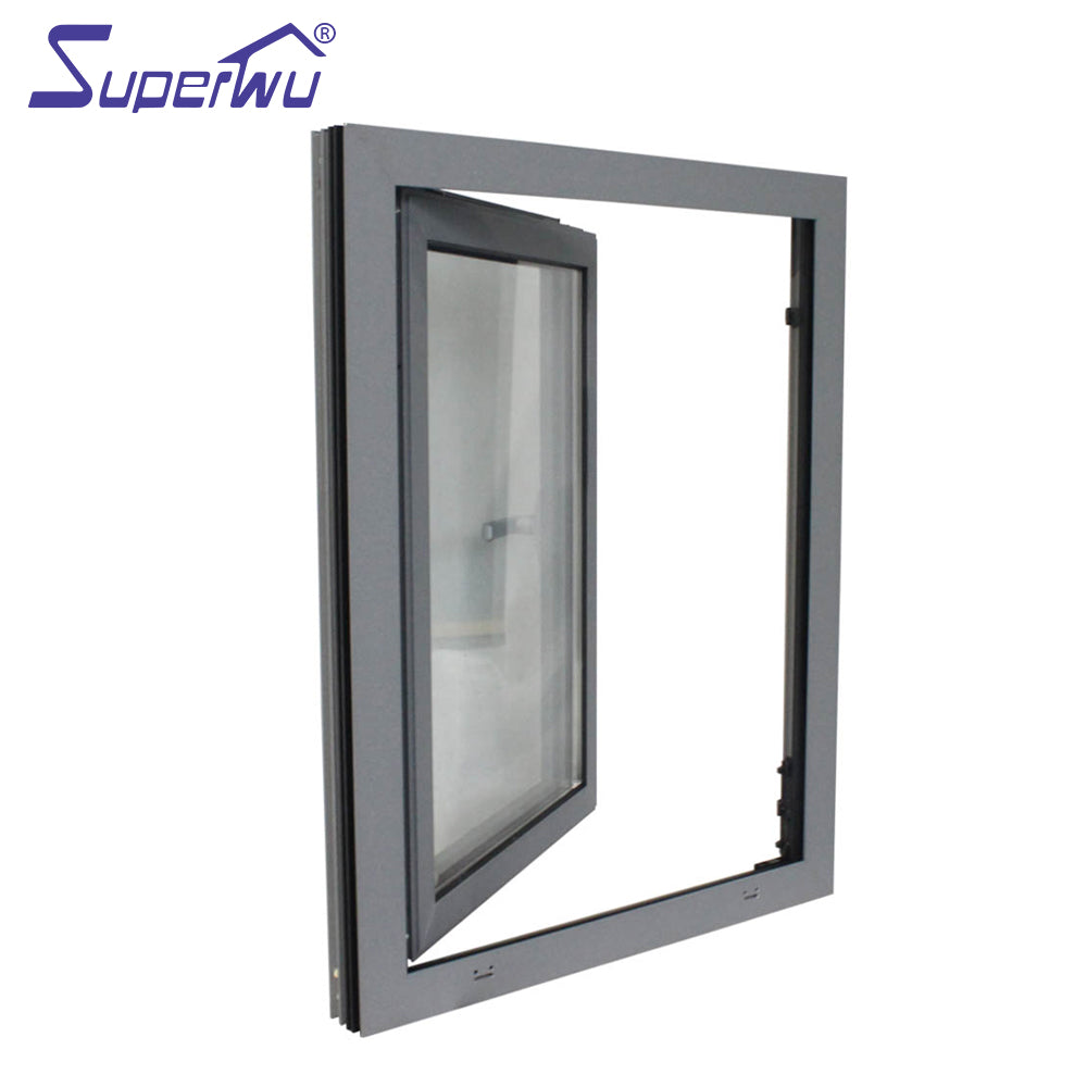 Superwu Sound Proof Simple Design Double Tempered Glass Aluminum Tilt And Turn Window Casement Window