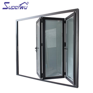 Superwu 10 Year Warranty China Aluminum Balcony Glass Folding Door Manufacture