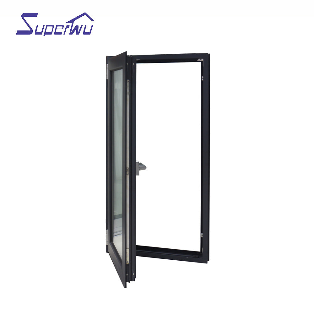 Superwu Black color swing windows made in China powder french window aluminum frames best price frosted glazed windows