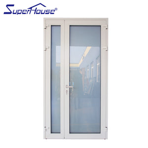 Superhouse AS2047 NFRC AAMA NAFS NOA standard thermal break double glass aluminium white french door with Europe brand hardware