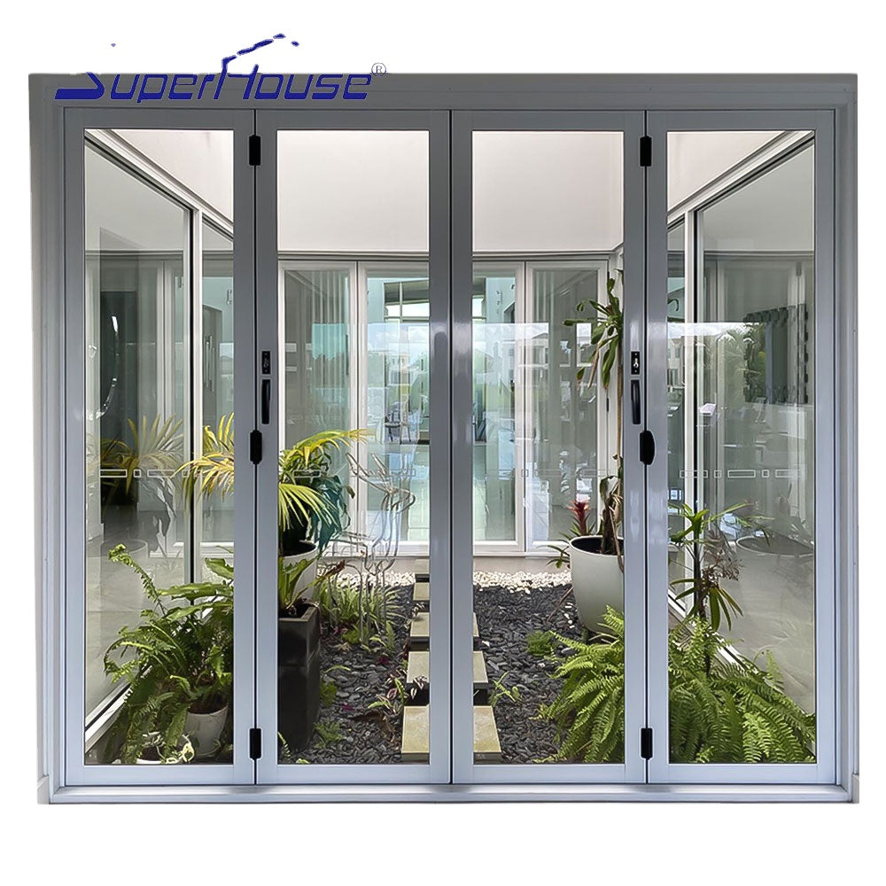 Superhouse NFRC AS2047 standard affordable double glazed 3 panel patio bifold glass exterior aluminum doors