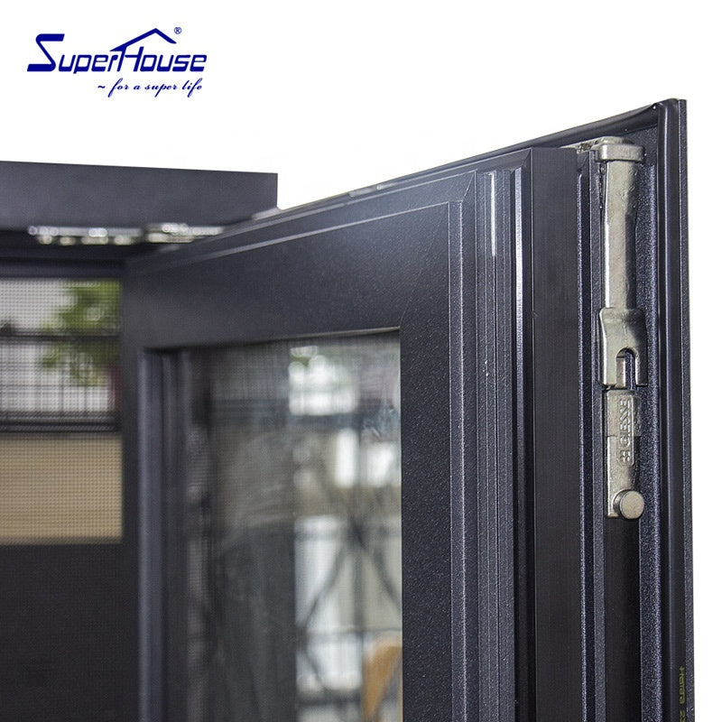 Superhouse Aluminum frame tempered glass swing window for commercial and residential project
