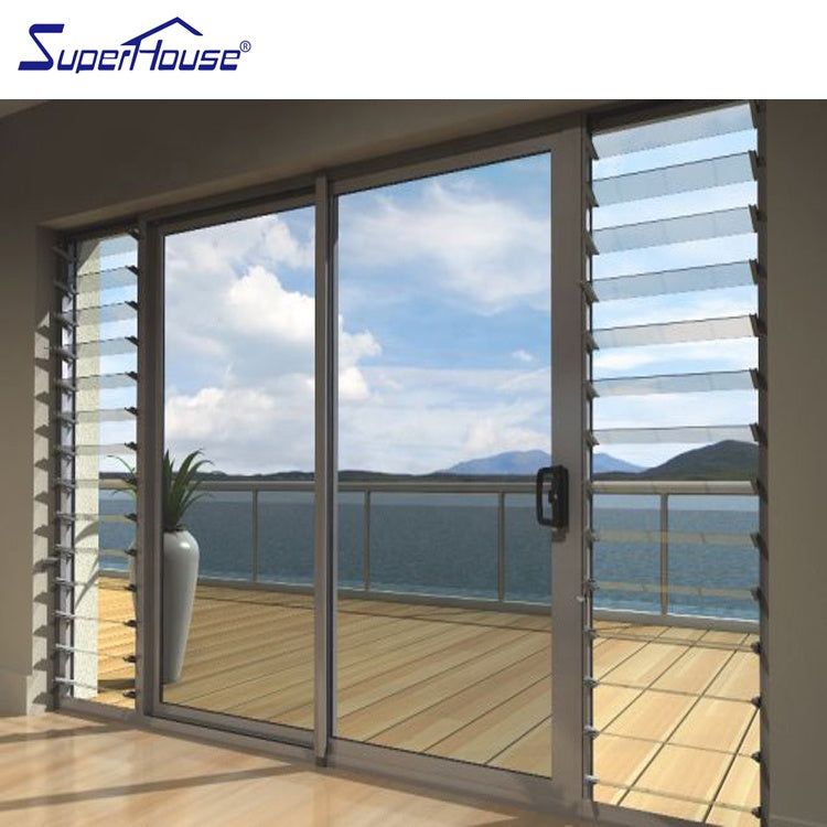 Superhouse High quality aluminum glass door with side glass louver window