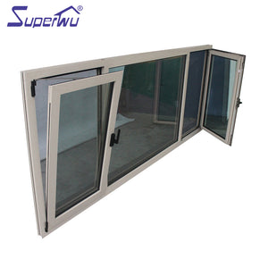Superwu Energy saving aluminum tilt and turn window thermal break profile double glazed casement windows