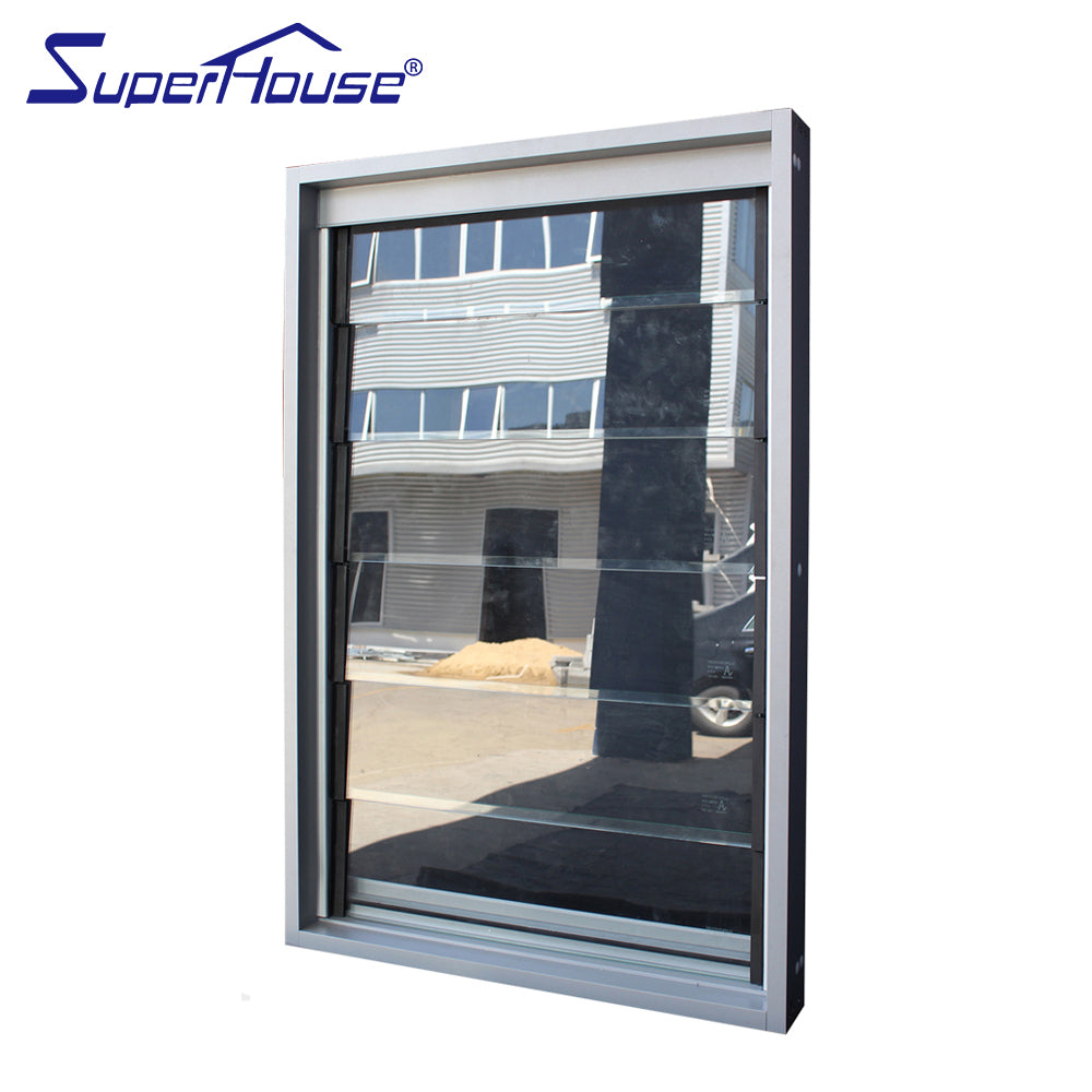 Superwu Aluminium windows black color finish aluminium louver window for home design