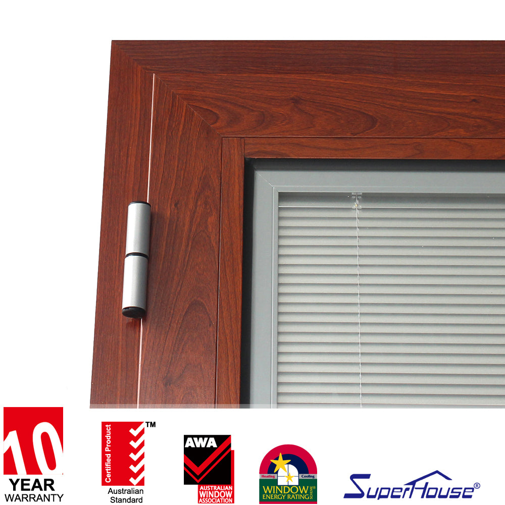 Superhouse Luxurious Balcony Door Wooden Door With Reflective Tinted Glass For Privacy