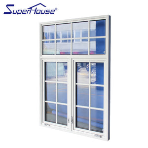 Superhouse USA style white color crank casement window french window with blinds in glass