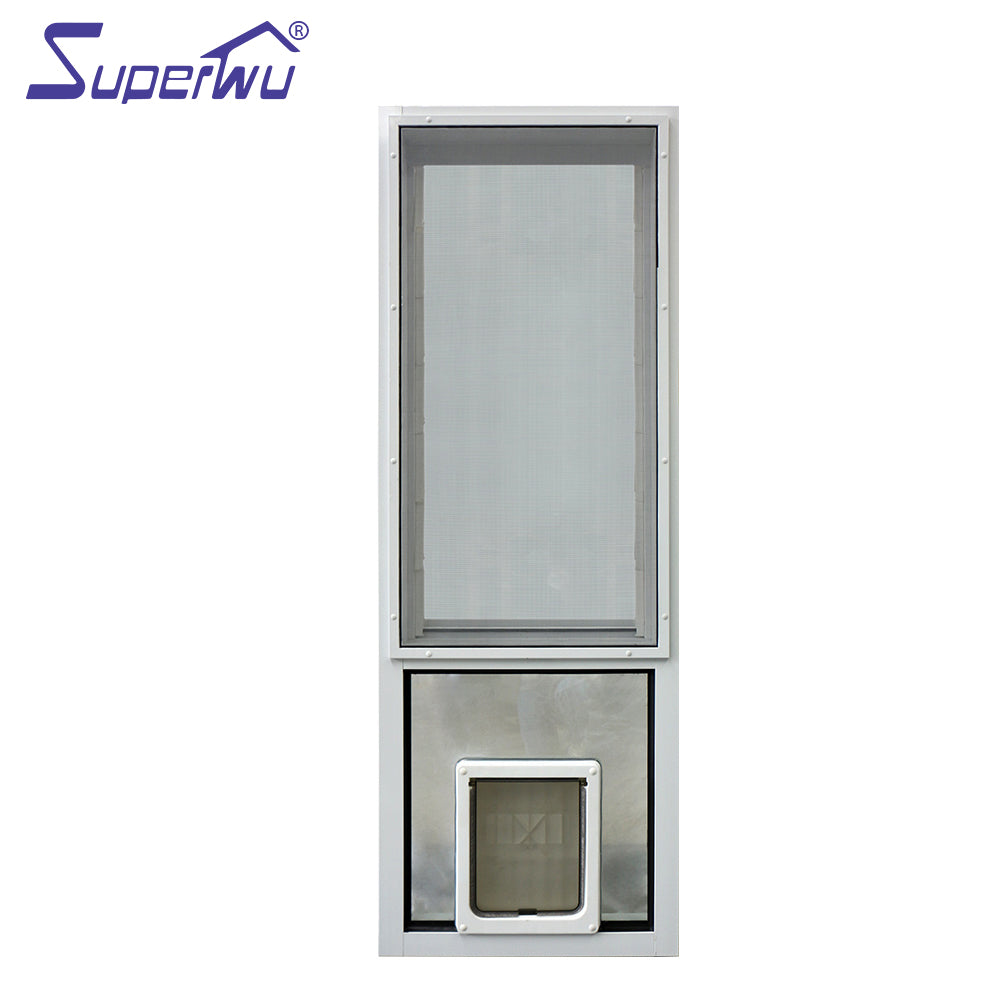 Superwu High quality Australia standard aluminum glass louver window white color profile with pet door