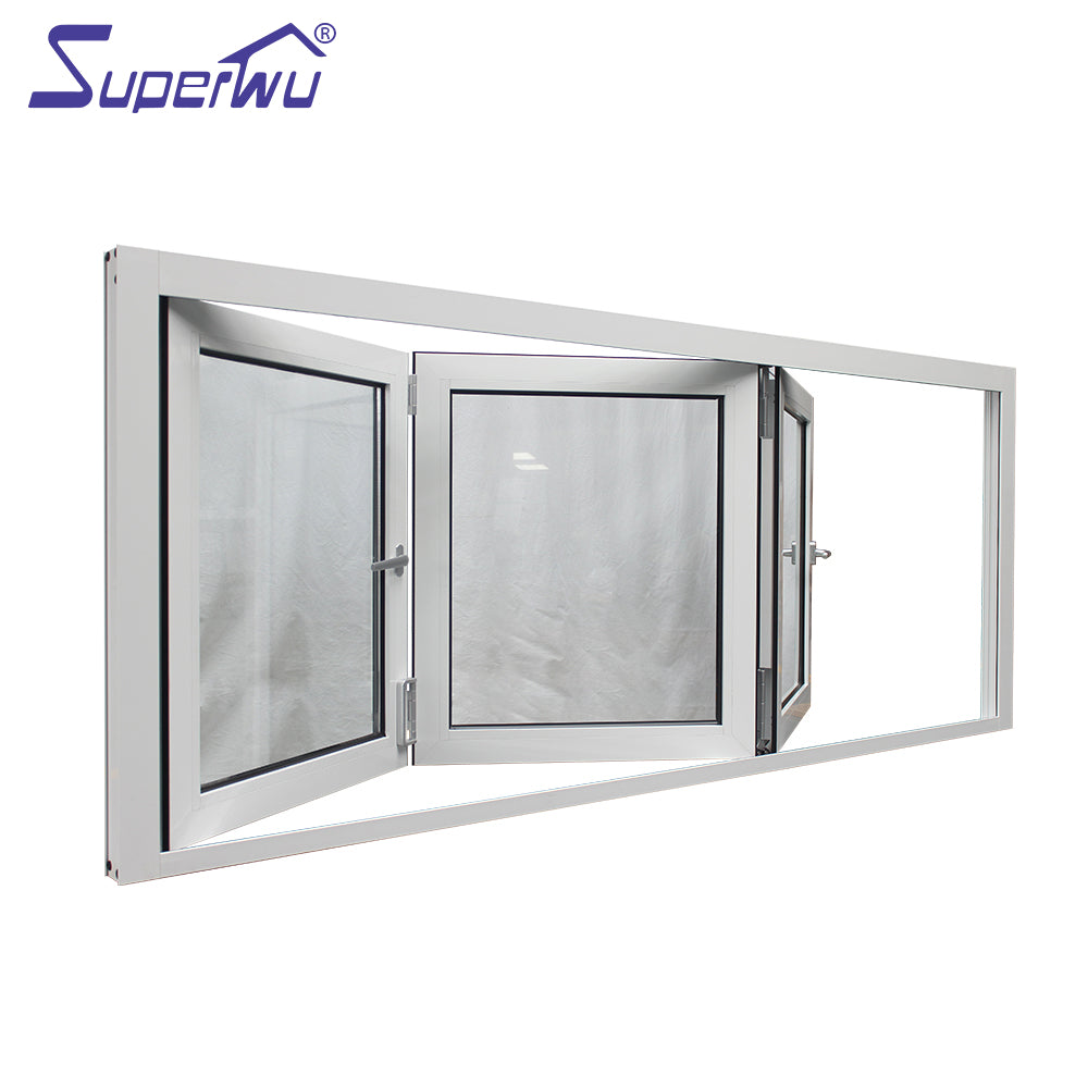 Superwu Special Offer thermally broken storm alu glass windows soundproof black aluminum fold window