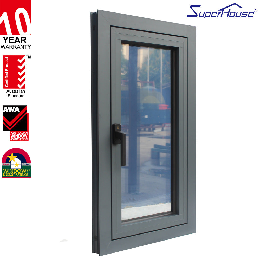 Superhouse Nice Surface finish aluminum framed casement window with simple style handle
