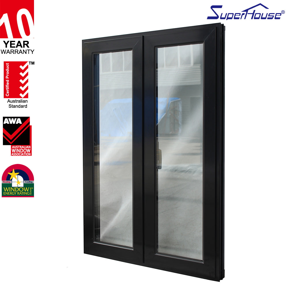 Superhouse Factory Insulated aluminum casement window with burglar proof and fly screen mesh integrated aluminium frame casement window