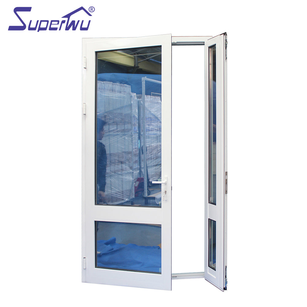 Superwu Aluminum framed casement door with cheap price white profile color hinged door