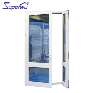 Superwu Aluminum framed casement door with cheap price white profile color hinged door
