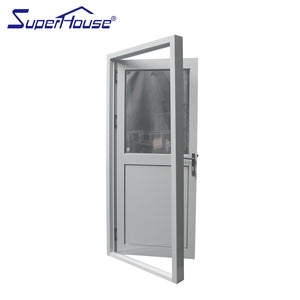 Superhouse AS2047 NFRC AAMA NAFS NOA standard commercial double glass industrial french doors with aluminum panel