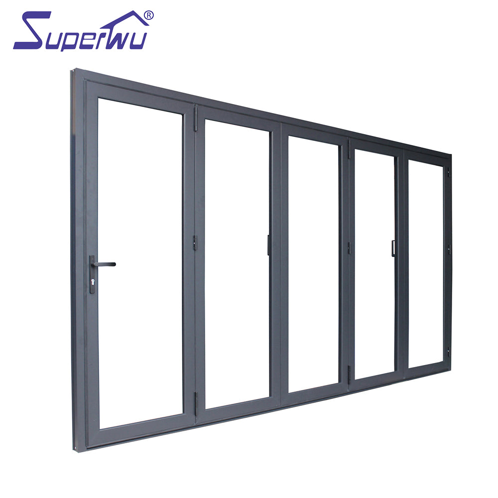 Superwu Aluminium thermal break tempered glass exterior bi folding entry doors