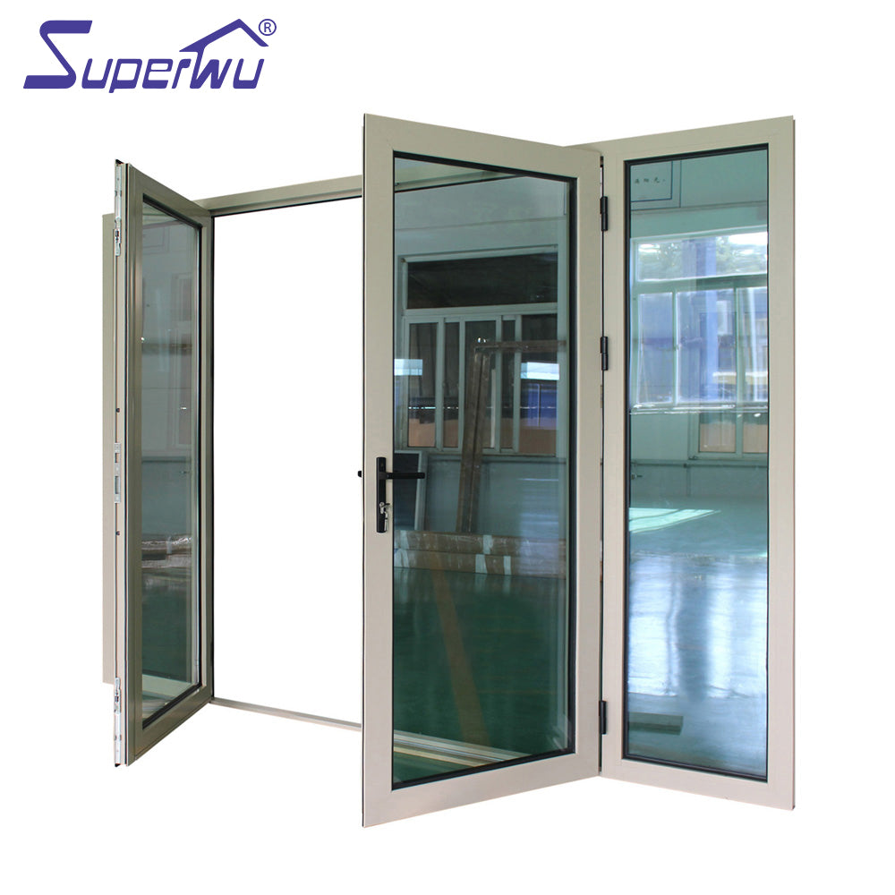 Superwu Australia standards of white color french doors glazed aluminium hinge door double glazed doors