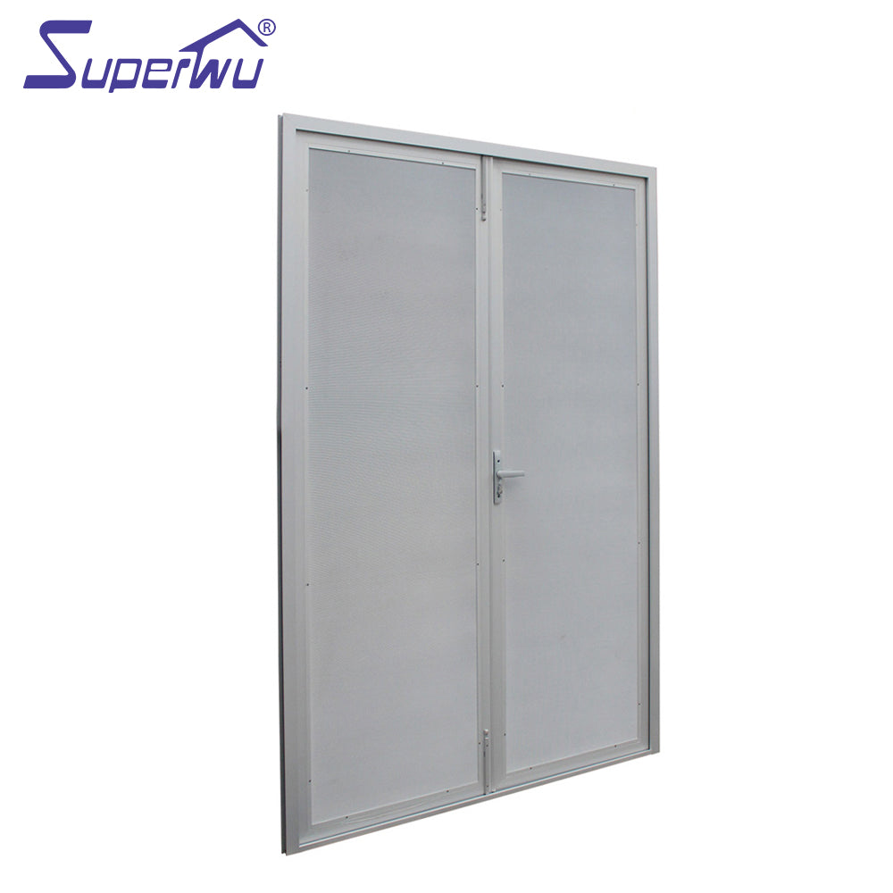 Superwu 10 Year Warranty Casement Exterior French Style Swing Door Aluminum Frame Glass Double Entry Door
