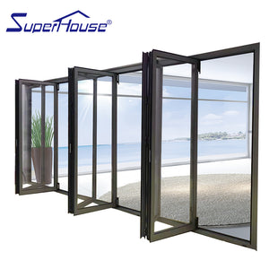 Superwu Australia standard competitive price exterior aluminum folding doors with black color