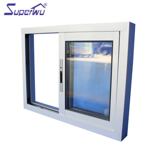 Superwu aluminium profile double impact glass sliding window with mosquito net