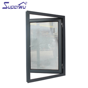 Superwu Double glazed windows casement design aluminum frame tempered glass swing window