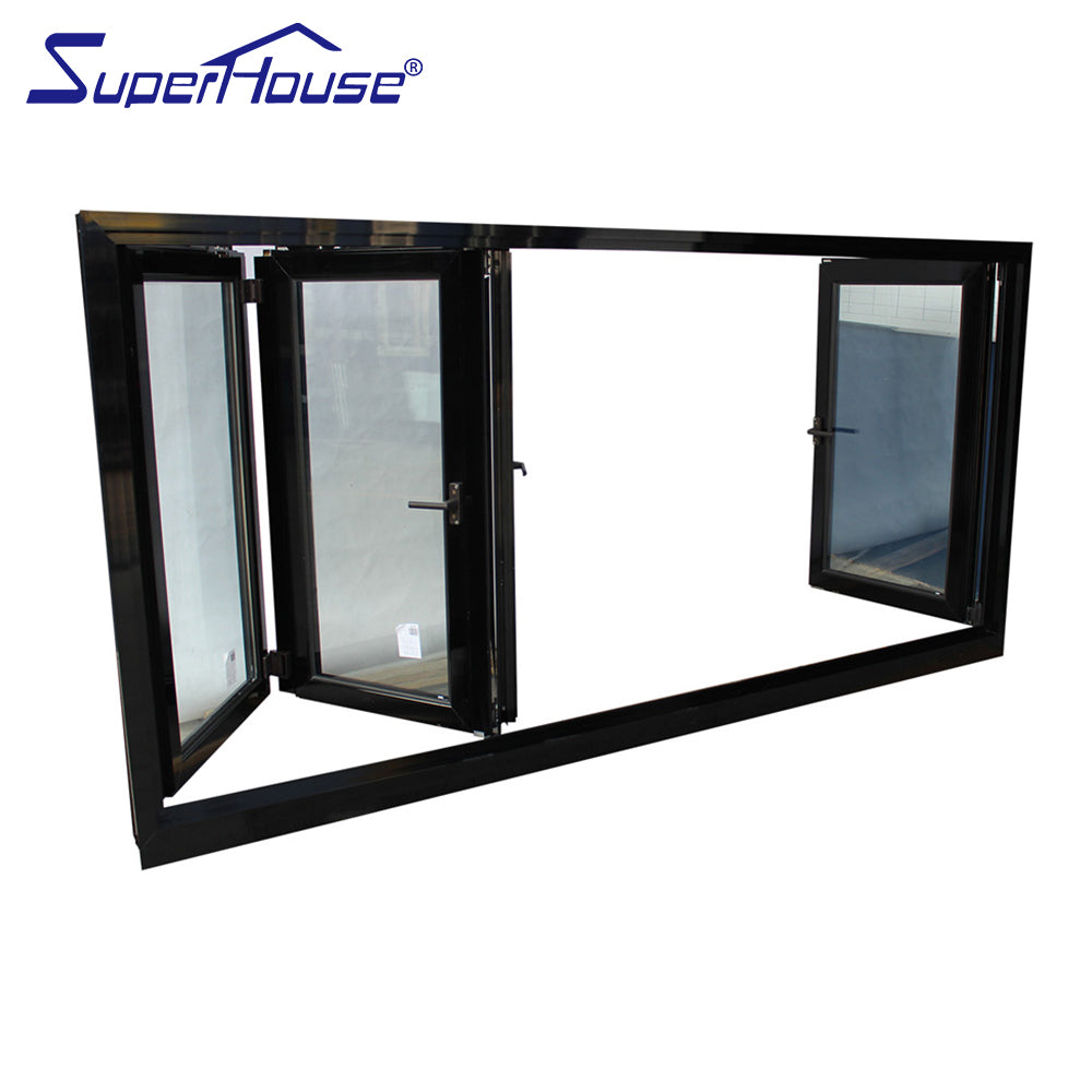 Superwu German brand aluminum alloy folding windows double glazed tempered glass