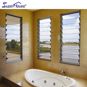 Superhouse Bathroom use glass louver windows with frosted glass