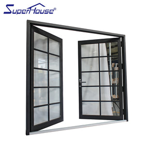 Superhouse Exterior door aluminum hinged glass door with colony bar USA standard