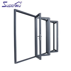 Superwu Low-E glass accordion bi fold aluminum folding doors for veranda