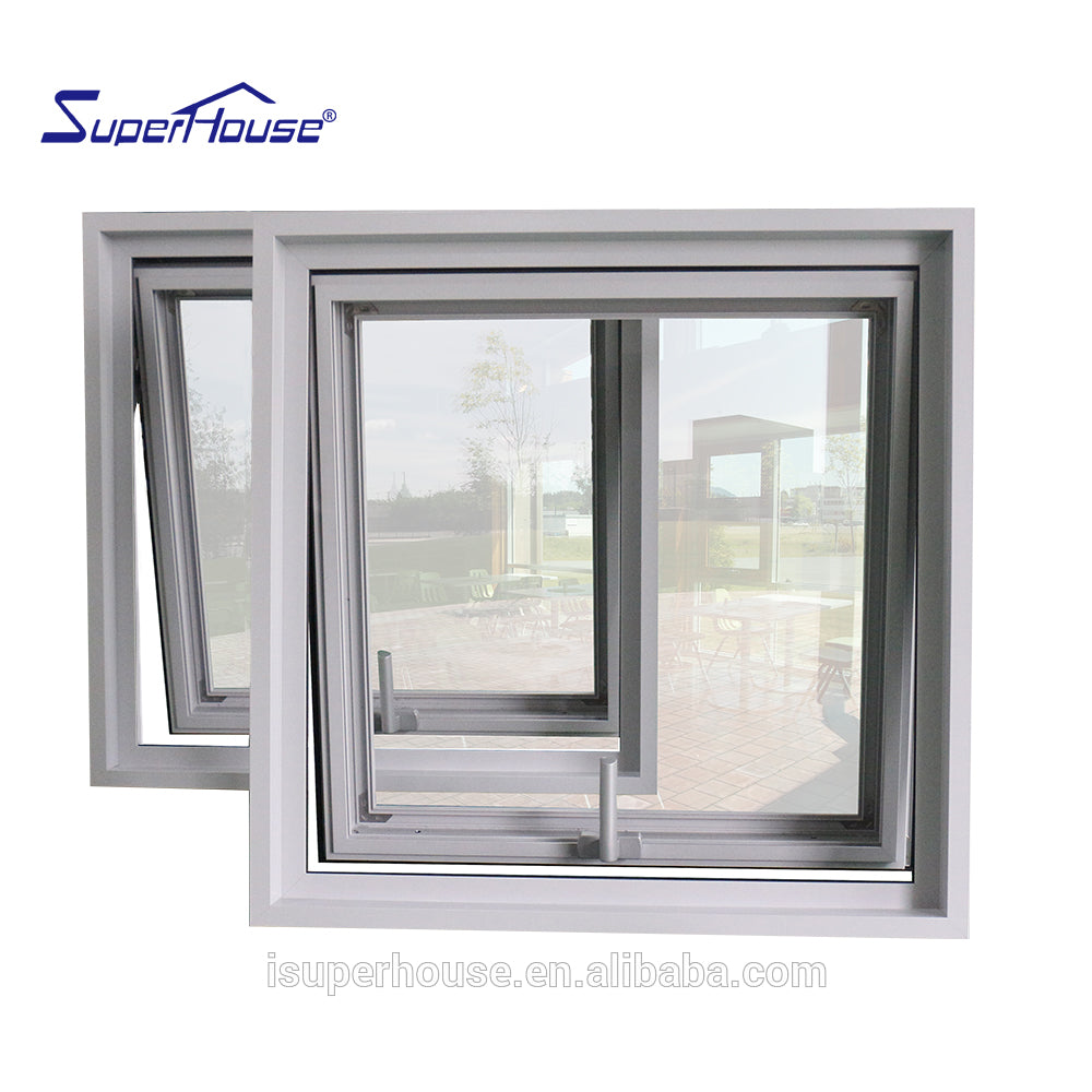 Superhouse Anodized Natural aluminium clear glass crank awning window