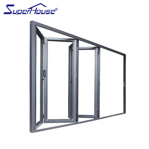 Superhouse Florida Miami dade approved impact resistance outdoor safety glass aluminium frame sliding folding doors